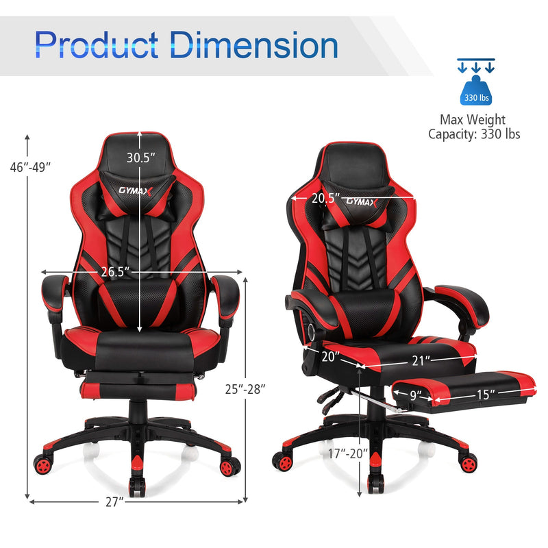 Gaming Chair Adjustable Swivel Office Computer Desk Chair w/Footrest Red
