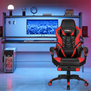 Gaming Chair Adjustable Swivel Office Computer Desk Chair w/Footrest Red