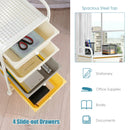 4-Drawer Cart Storage Bin Organizer Rolling w/Plastic Drawers Yellow HW55240YE