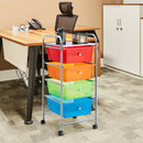4-Drawer Cart Storage Bin Organizer Rolling w/Plastic Drawers Rainbow HW55240RB