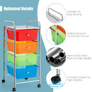4-Drawer Cart Storage Bin Organizer Rolling w/Plastic Drawers Rainbow HW55240RB