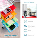 4-Drawer Cart Storage Bin Organizer Rolling w/Plastic Drawers Rainbow HW55240RB