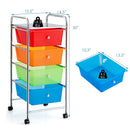 4-Drawer Cart Storage Bin Organizer Rolling w/Plastic Drawers Rainbow HW55240RB
