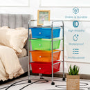 4-Drawer Cart Storage Bin Organizer Rolling w/Plastic Drawers Rainbow HW55240RB