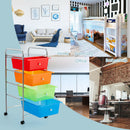4-Drawer Cart Storage Bin Organizer Rolling w/Plastic Drawers Rainbow HW55240RB