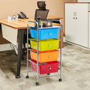 4-Drawer Cart Storage Bin Organizer Rolling w/Plastic Drawers Multicolor HW55240MT