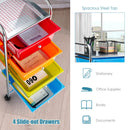 4-Drawer Cart Storage Bin Organizer Rolling w/Plastic Drawers Multicolor HW55240MT