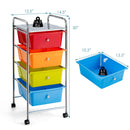 4-Drawer Cart Storage Bin Organizer Rolling w/Plastic Drawers Multicolor HW55240MT