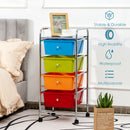 4-Drawer Cart Storage Bin Organizer Rolling w/Plastic Drawers Multicolor HW55240MT