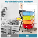 4-Drawer Cart Storage Bin Organizer Rolling w/Plastic Drawers Multicolor HW55240MT