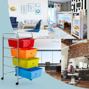 4-Drawer Cart Storage Bin Organizer Rolling w/Plastic Drawers Multicolor HW55240MT