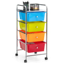 4-Drawer Cart Storage Bin Organizer Rolling w/Plastic Drawers Multicolor HW55240MT