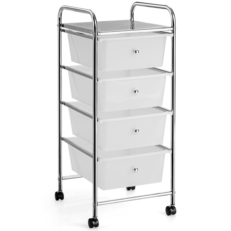 4-Drawer Cart Storage Bin Organizer Rolling w/Plastic Drawers Clear HW55240CL