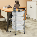4-Drawer Cart Storage Bin Organizer Rolling w/Plastic Drawers Clear HW55240CL