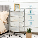 4-Drawer Cart Storage Bin Organizer Rolling w/Plastic Drawers Clear HW55240CL