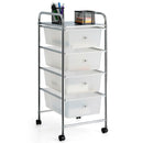 4-Drawer Cart Storage Bin Organizer Rolling w/Plastic Drawers Clear HW55240CL