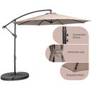 10 FT Patio Offset Umbrella w/8 Ribs Cross Base Tilt Brown NP10171CF