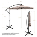 10 FT Patio Offset Umbrella w/8 Ribs Cross Base Tilt Brown NP10171CF