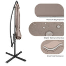 10 FT Patio Offset Umbrella w/8 Ribs Cross Base Tilt Brown NP10171CF