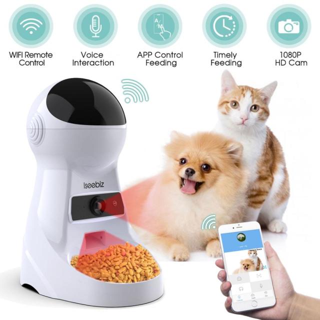 Iseebiz Wifi Automatic Cat Feeder 3L Pet Food Dispenser Feeder Medium and Large Cat Dog