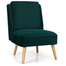 Armless Accent Chair Velvet Living Room Chair w/ Rubber Wood Legs Green HW67580GN