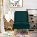 Armless Accent Chair Velvet Living Room Chair w/ Rubber Wood Legs Green HW67580GN