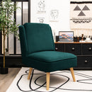 Armless Accent Chair Velvet Living Room Chair w/ Rubber Wood Legs Green HW67580GN