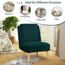 Armless Accent Chair Velvet Living Room Chair w/ Rubber Wood Legs Green HW67580GN