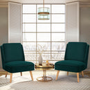 Armless Accent Chair Velvet Living Room Chair w/ Rubber Wood Legs Green HW67580GN