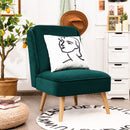 Armless Accent Chair Velvet Living Room Chair w/ Rubber Wood Legs Green HW67580GN