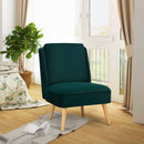Armless Accent Chair Velvet Living Room Chair w/ Rubber Wood Legs Green HW67580GN