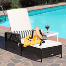 PE Rattan Chaise Lounge Chair Armrest Recliner Adjustable Pillow HW67778