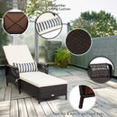 PE Rattan Chaise Lounge Chair Armrest Recliner Adjustable Pillow HW67778