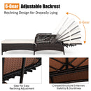 PE Rattan Chaise Lounge Chair Armrest Recliner Adjustable Pillow HW67778