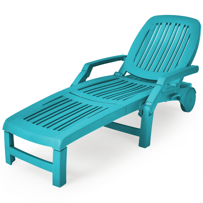 Lounge Chair Chaise Adjustable Recliner Weather Resistant Turquoise