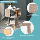 2 PCS Nightstand Set Modern Side End Table Wood Legs Storage Shelf Grey