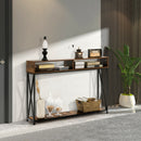 Console Table with Open Shelf and Storage Compartments Steel Frame Brown HV10016CF