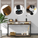 Console Table with Open Shelf and Storage Compartments Steel Frame Brown HV10016CF