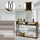 Console Table with Open Shelf and Storage Compartments Steel Frame Brown HV10016CF