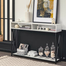 Console Table with Open Shelf and Storage Compartments Steel Frame White HV10016WH