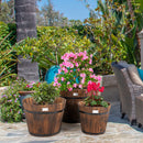 Costway 3 pcs Wooden Planter Barrel Set Decorative Flower Bed Multiple Size HZ10007