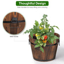 Costway 3 pcs Wooden Planter Barrel Set Decorative Flower Bed Multiple Size HZ10007