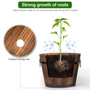 Costway 3 pcs Wooden Planter Barrel Set Decorative Flower Bed Multiple Size HZ10007