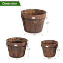 Costway 3 pcs Wooden Planter Barrel Set Decorative Flower Bed Multiple Size HZ10007