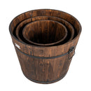 Costway 3 pcs Wooden Planter Barrel Set Decorative Flower Bed Multiple Size HZ10007