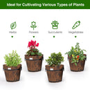 Costway 3 pcs Wooden Planter Barrel Set Decorative Flower Bed Multiple Size HZ10007