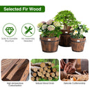 Costway 3 pcs Wooden Planter Barrel Set Decorative Flower Bed Multiple Size HZ10007