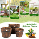 Costway 3 pcs Wooden Planter Barrel Set Decorative Flower Bed Multiple Size HZ10007