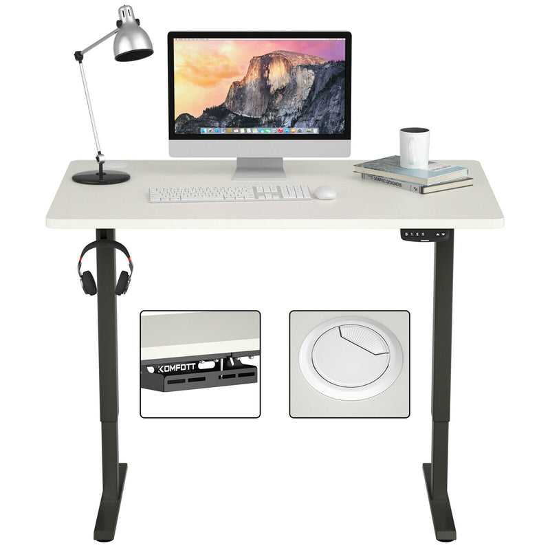 Electric Standing Desk Sit Stand Height Adjustable Dual Motor Black HW67380US-BK+HW68157WH-M