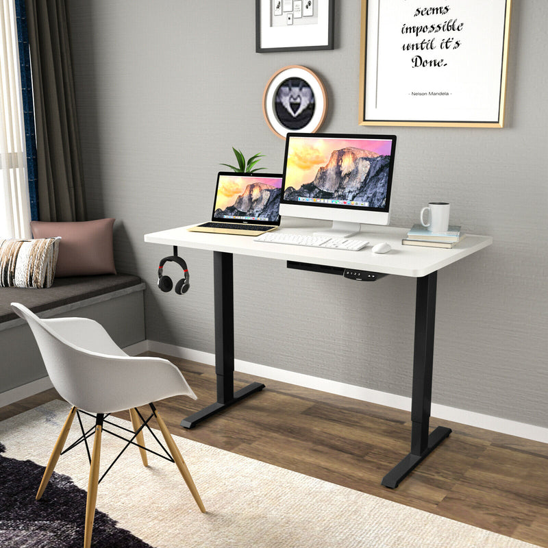 Electric Standing Desk Sit Stand Height Adjustable Dual Motor Black HW67380US-BK+HW68157WH-M